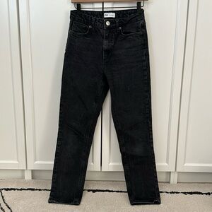 Zara High Waisted Straight Leg Jeans black